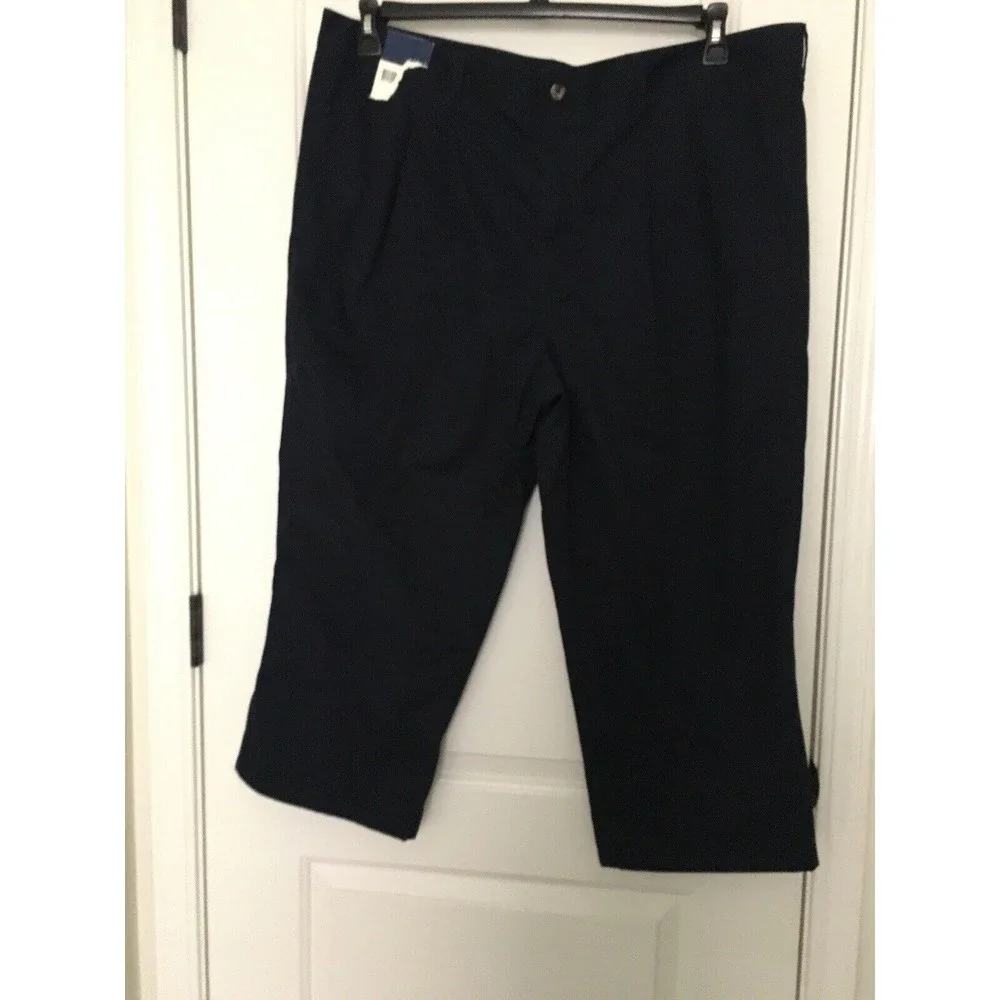 Basic Editions Men's Big & Tall Pleated Front Capri Pants Size 42 Blue